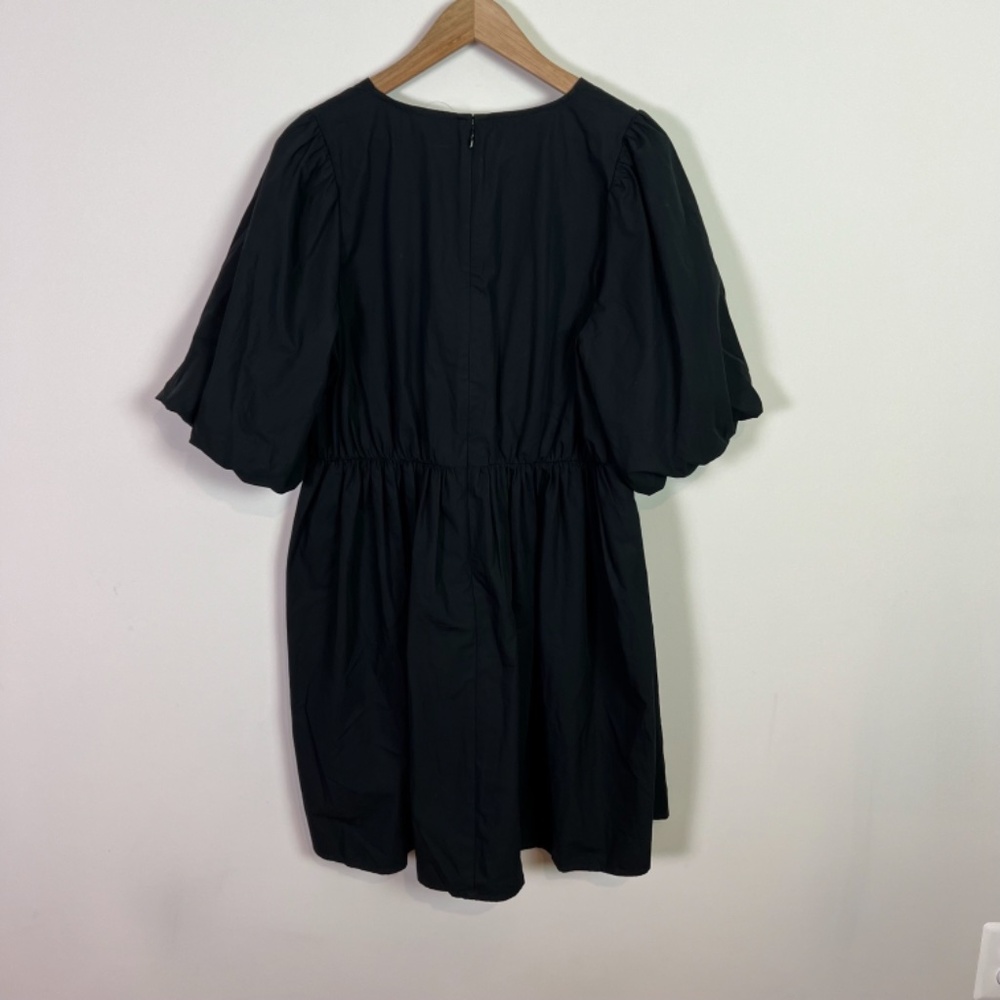Madewell Women’s Black Poplin Crewneck Bubble Sleeve Mini Dress New Size 10 - Picture 6 of 9